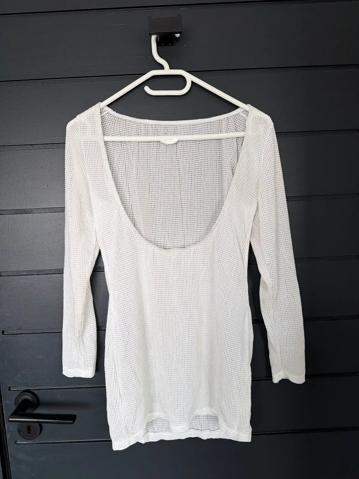 Shein White Long Sleeve Mesh Top