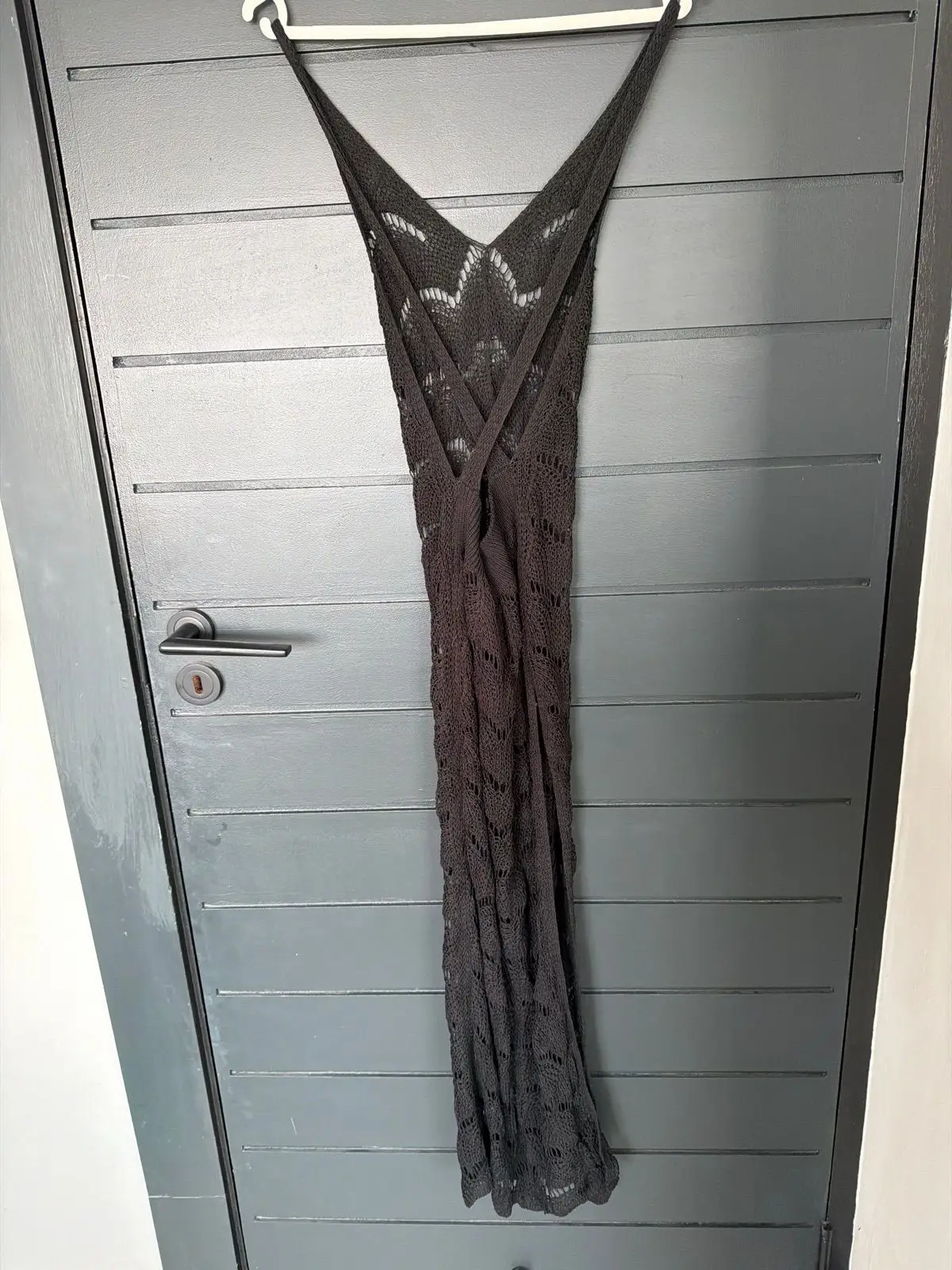 Shein Black Crochet Maxi Dress with Slit