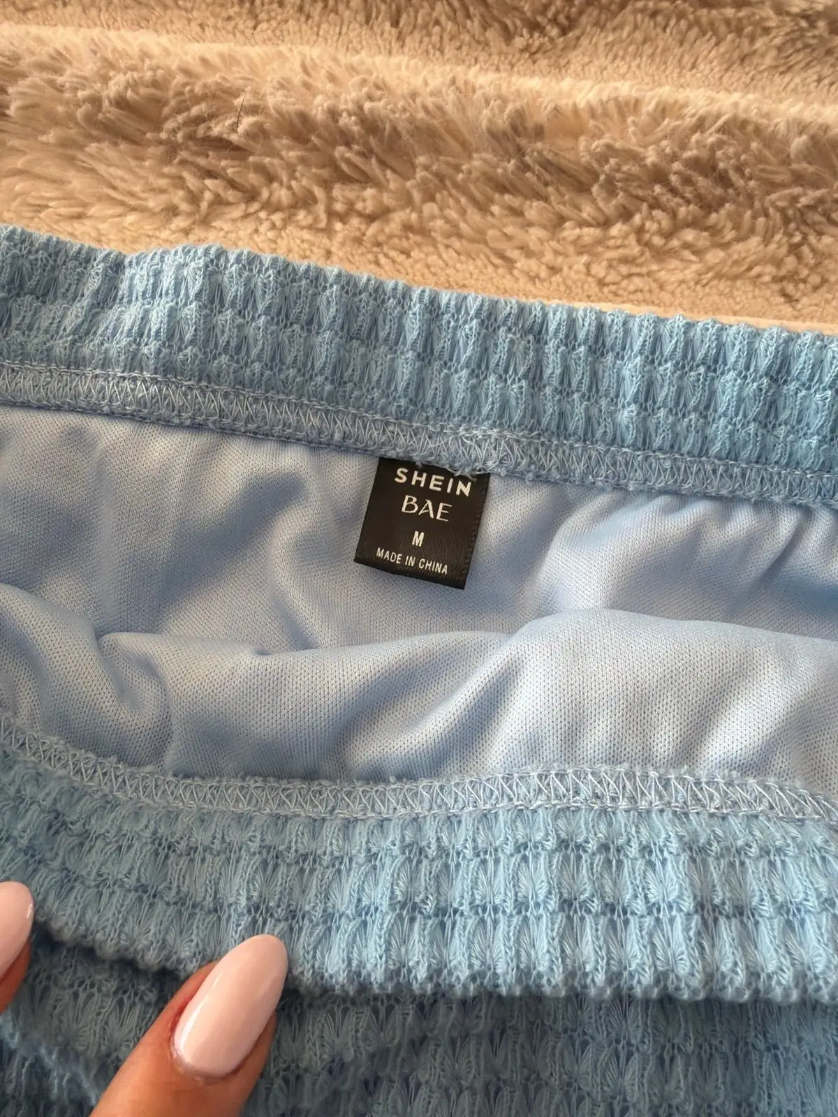 Shein Light Blue Textured Mini Skirt