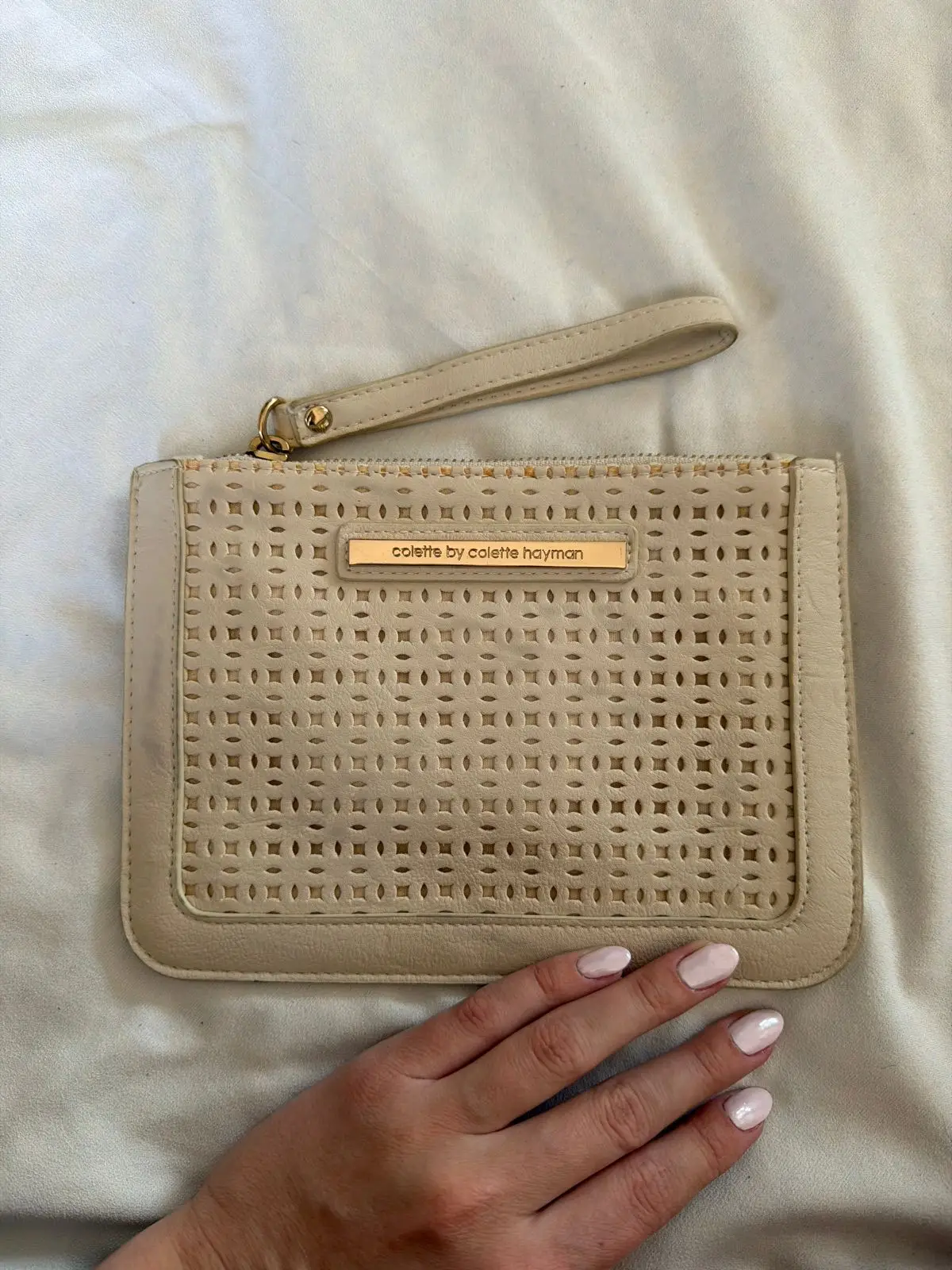 Foschini Colette by Colette Hayman Cream Perforated Wristlet