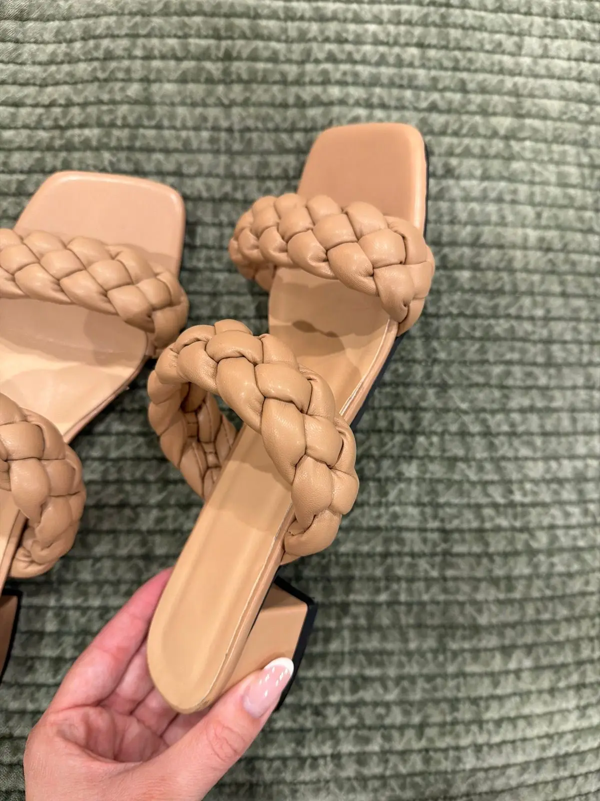 Shein Braided Strap Low Block Heel Sandals
