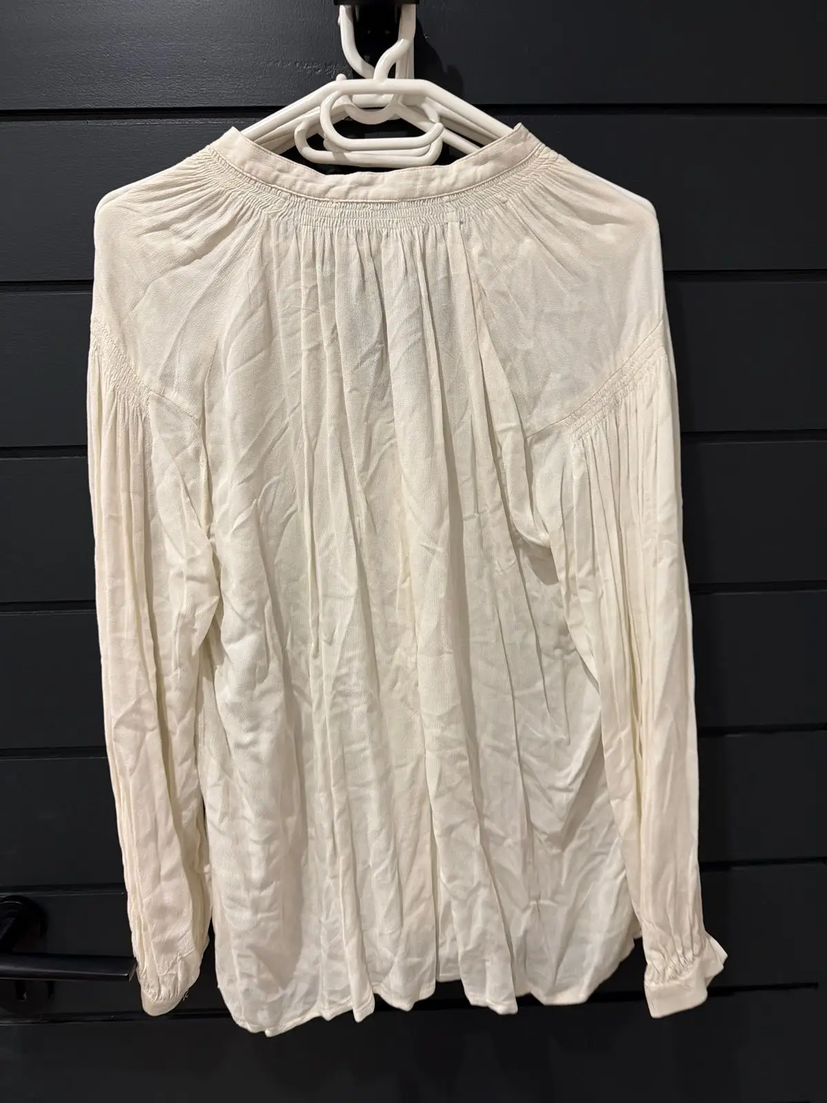 Mango White Long-Sleeve Button-Down Blouse