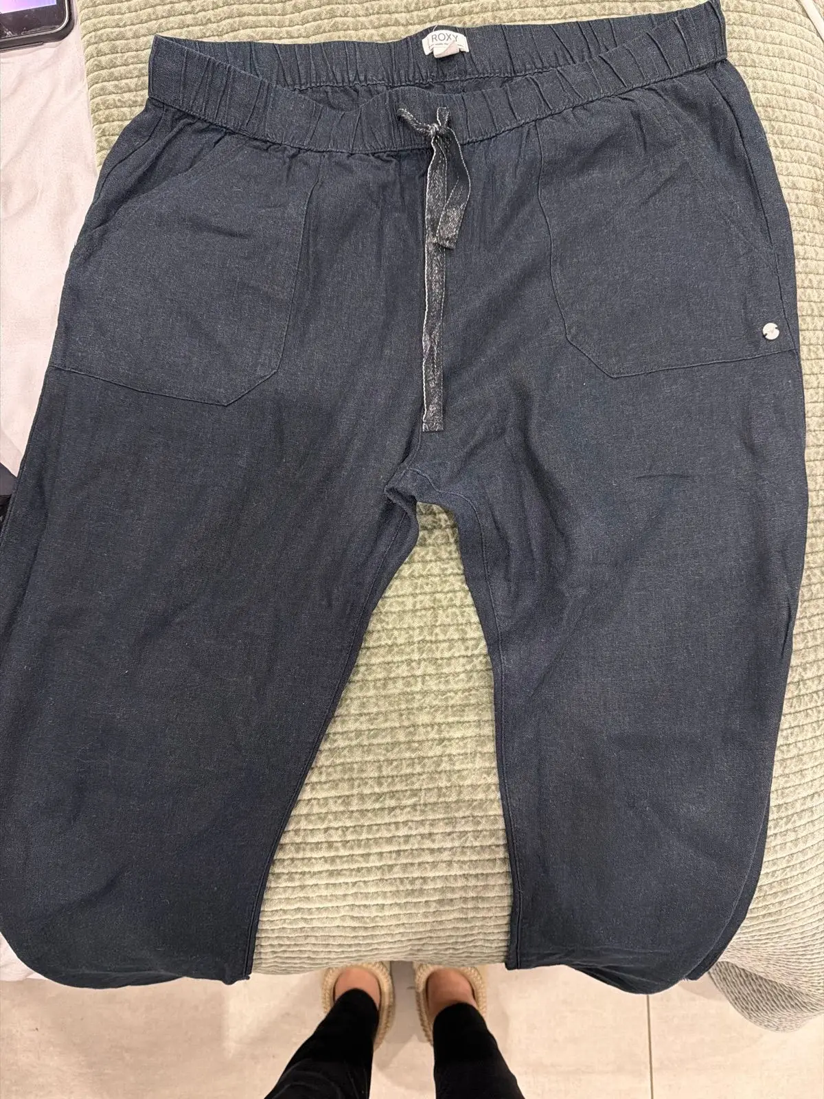 Roxy Casual Drawstring Pants Dark Grey