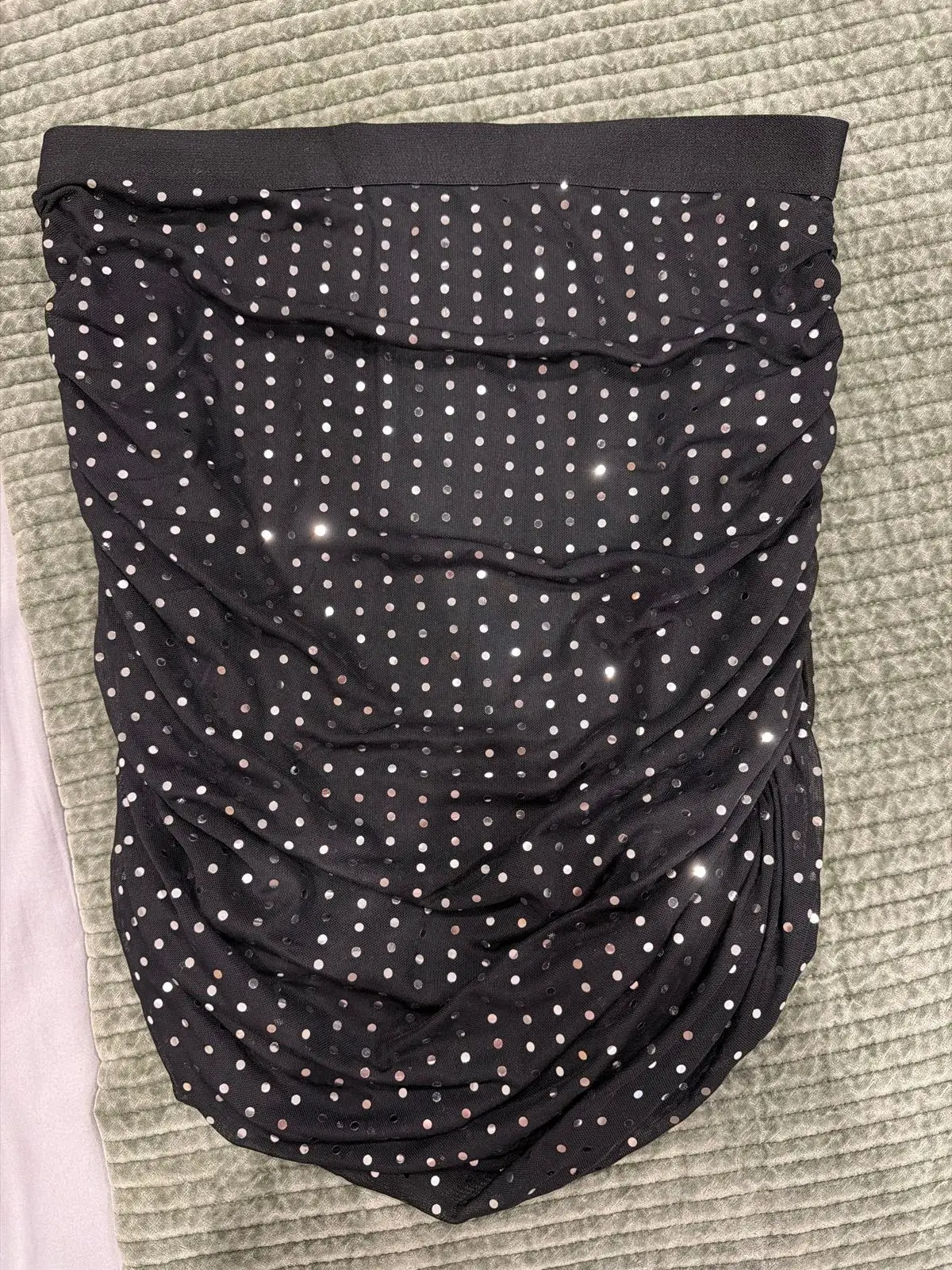 Shein Black Rhinestone Mesh Top Medium