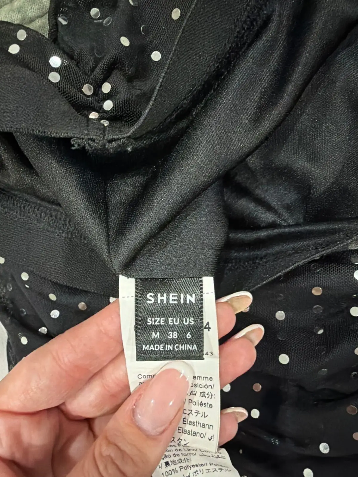 Shein Black Rhinestone Mesh Top Medium