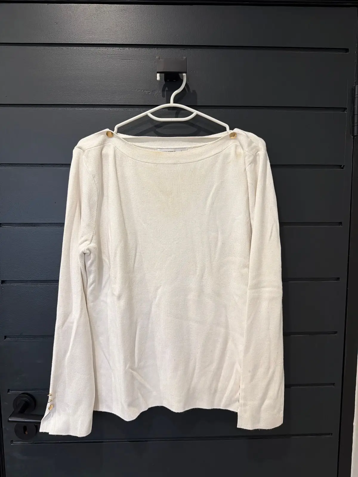 Woolworths White Long Sleeve Top with Gold Buttons