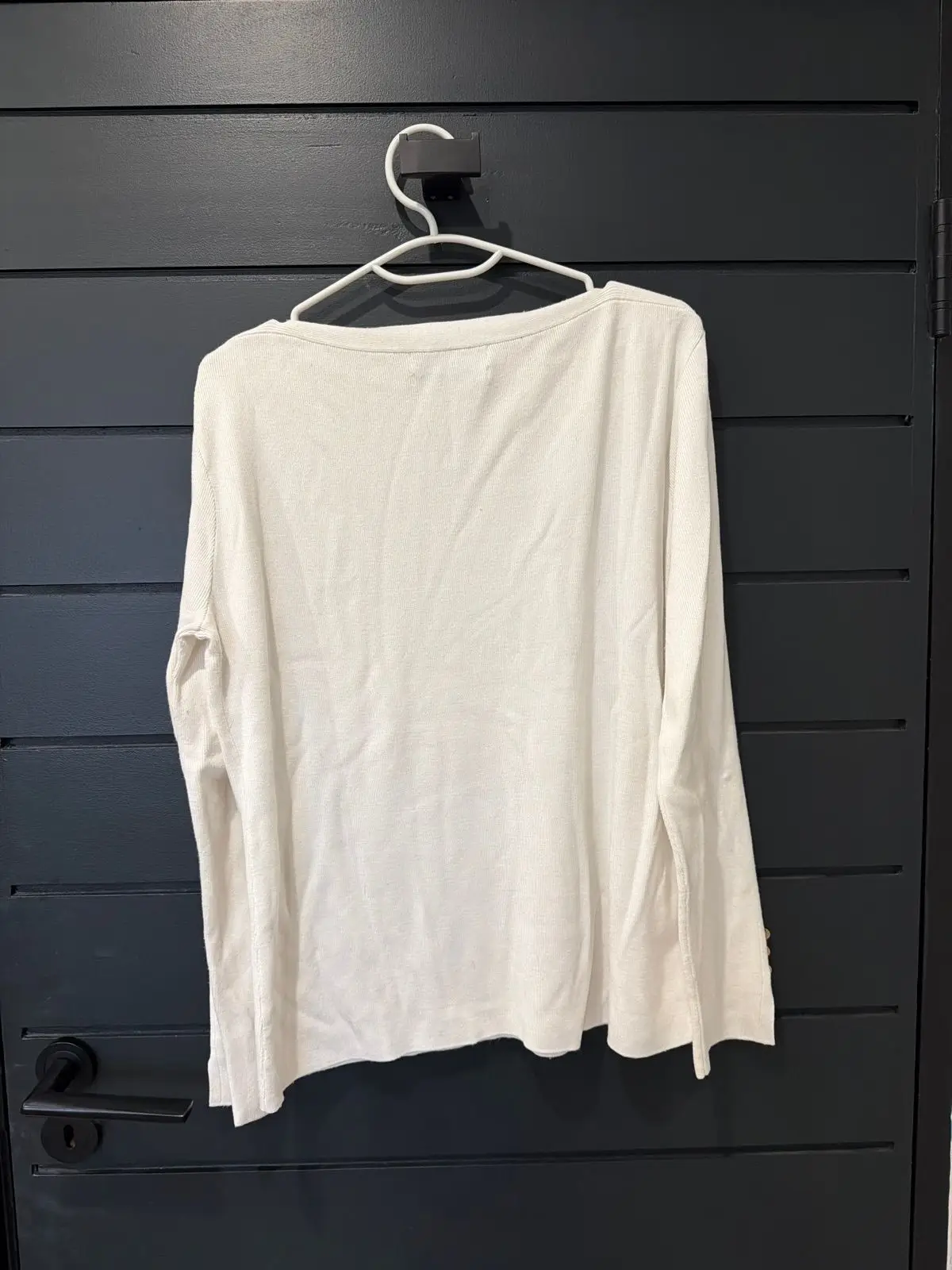 Woolworths White Long Sleeve Top with Gold Buttons