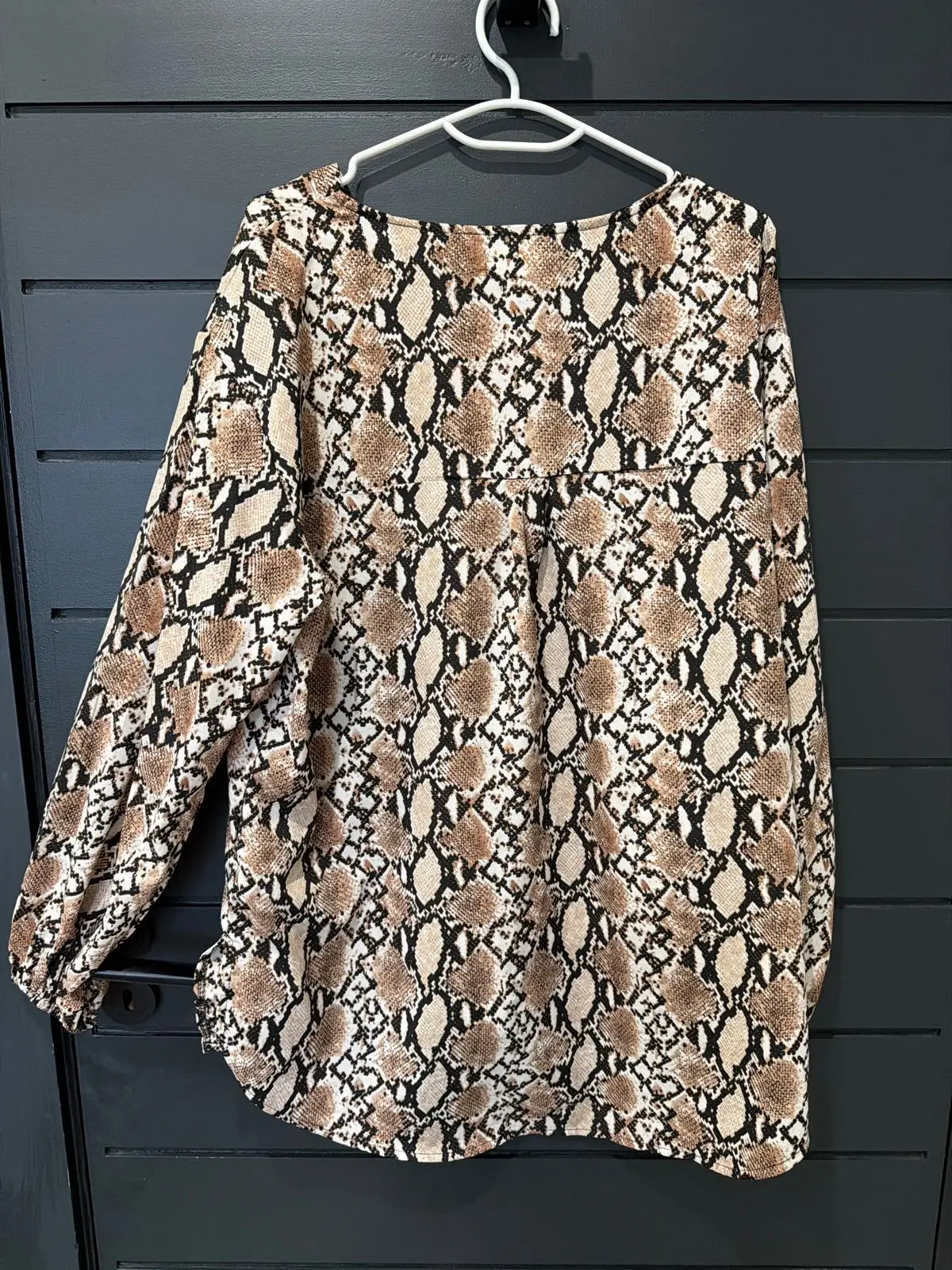 Bon Bon Snakeskin Print Long-Sleeve Top