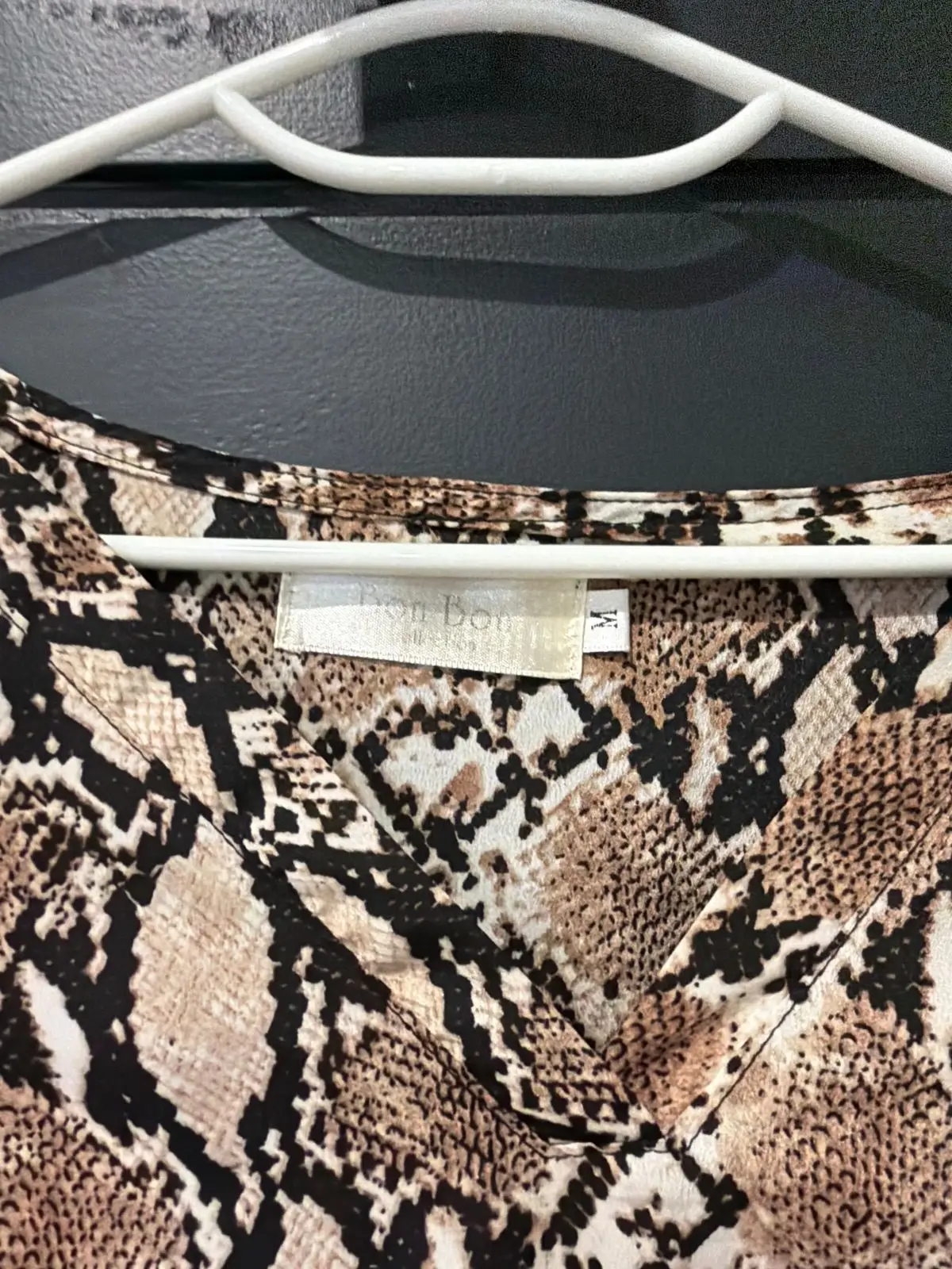 Bon Bon Snakeskin Print Long-Sleeve Top