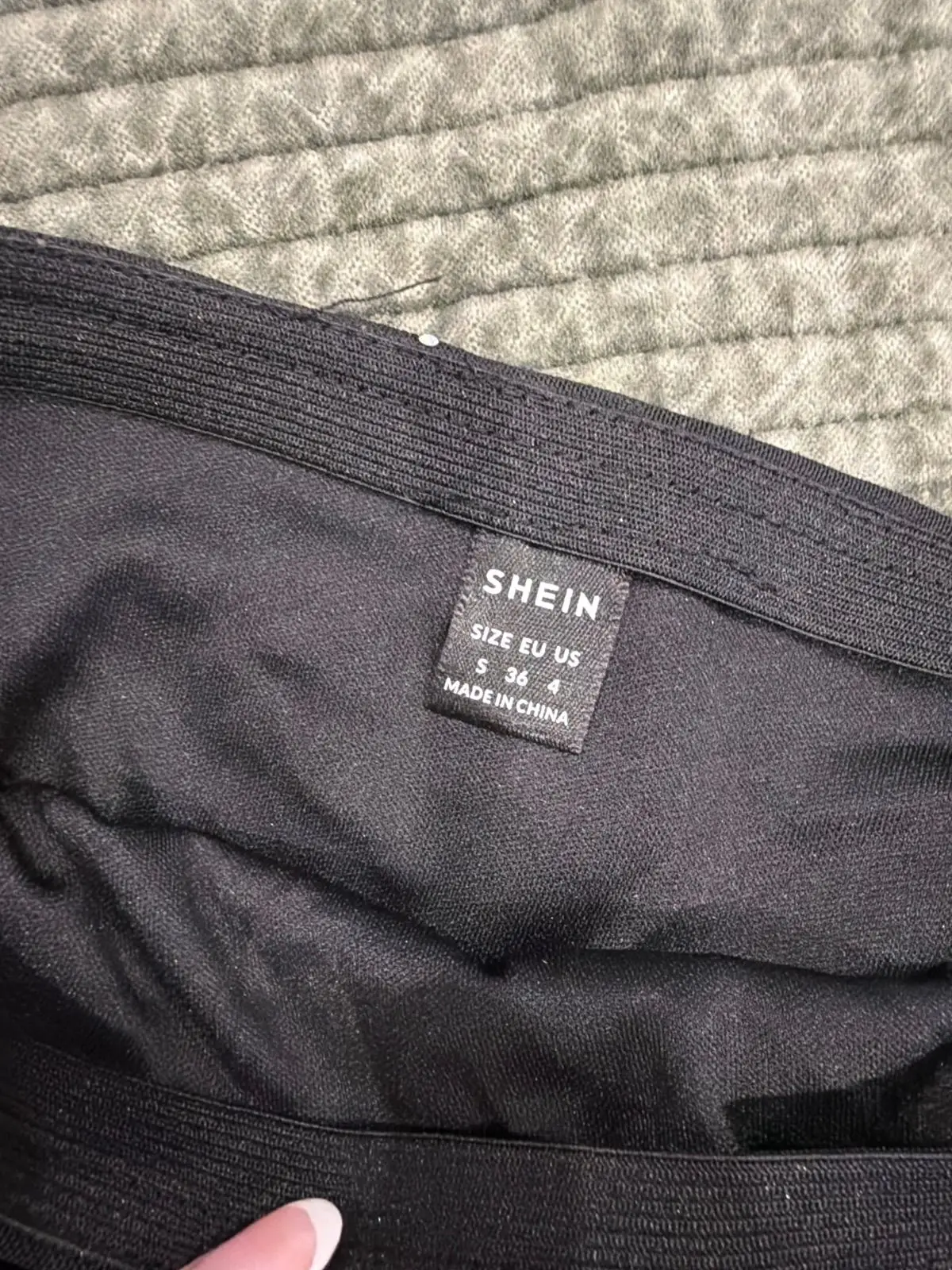 Shein Black Rhinestone Ruched Mesh Skirt