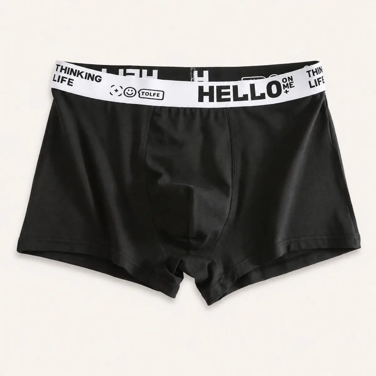 Black Boxer Briefs with White Branded Waistband