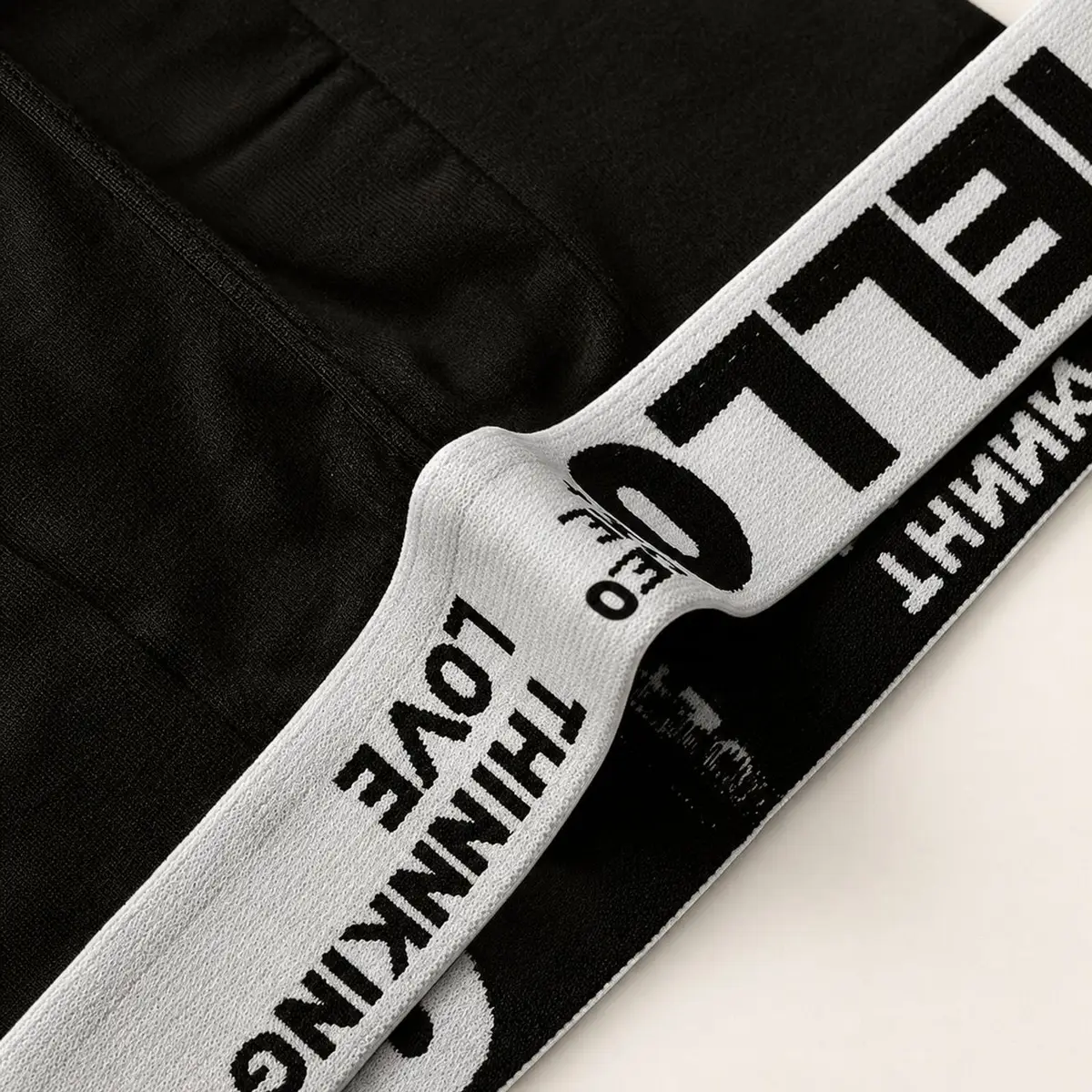 Black Boxer Briefs with White Branded Waistband