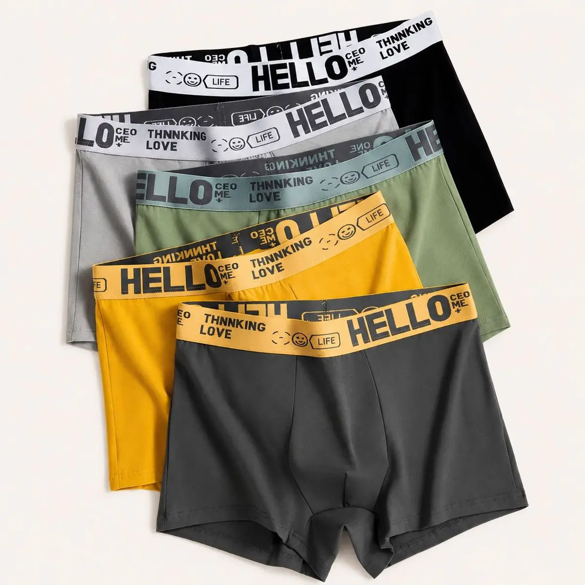 Black Boxer Briefs with White Branded Waistband