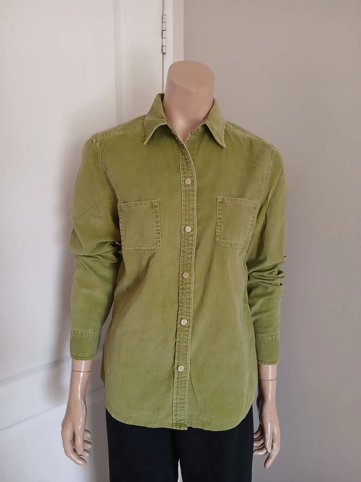 Olive Green Corduroy Long-Sleeve Shirt