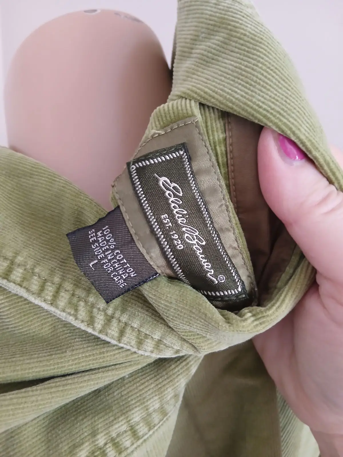 Olive Green Corduroy Long-Sleeve Shirt