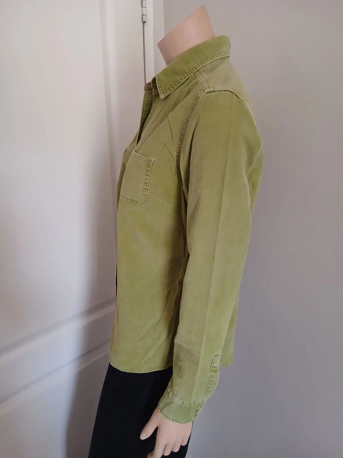 Olive Green Corduroy Long-Sleeve Shirt