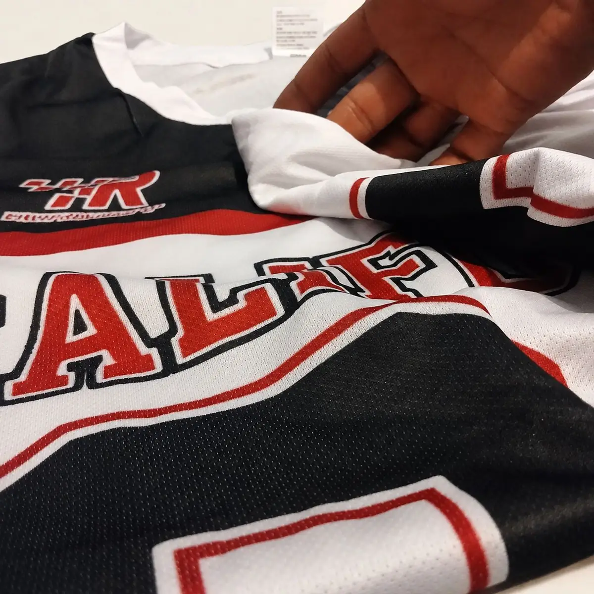 Custom Racing Style Sports Jersey White Blue Red