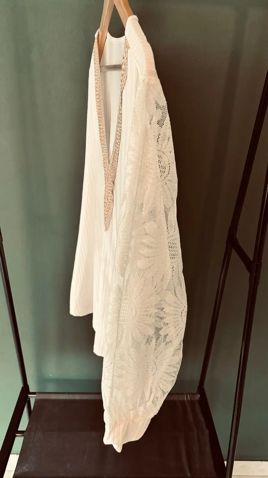 Shein White V-Neck Lace Trim Top