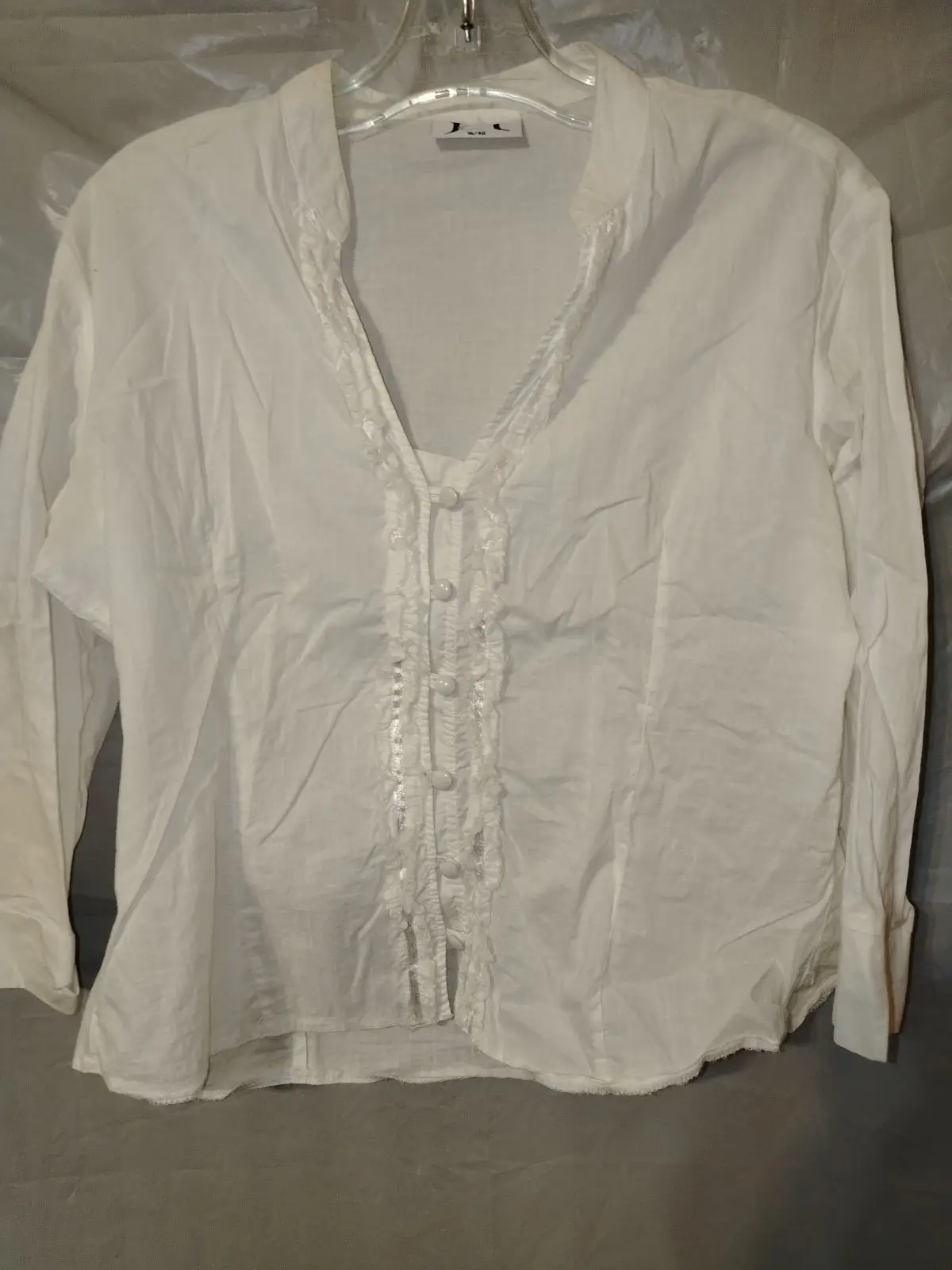 White Ruffled Button-Down Blouse