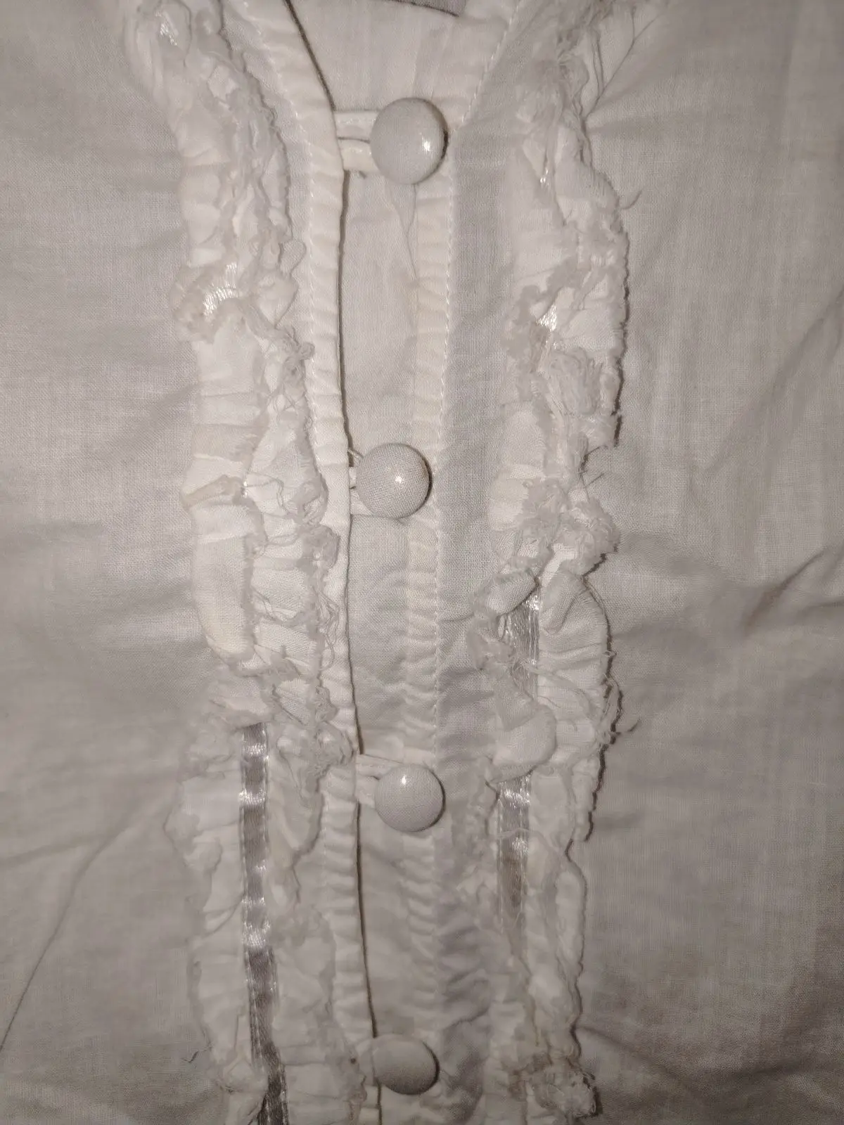 White Ruffled Button-Down Blouse