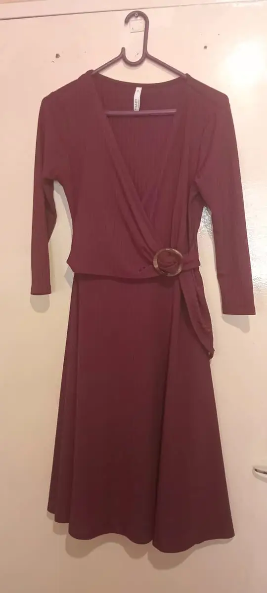 Exact Maroon Dress with Attached Belt ✨ Elegant, stylish and flattering!