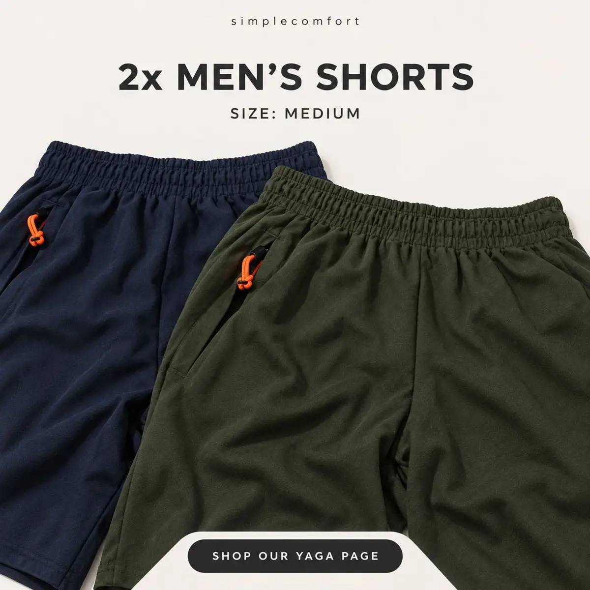 Navy Athletic Shorts with Zip Pockets