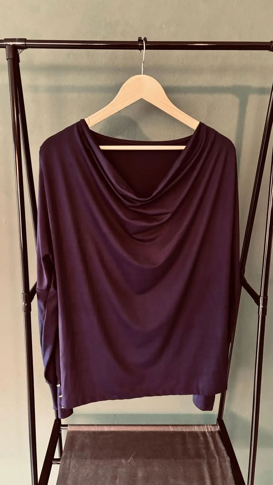 Shein Purple Cowl Neck Long Sleeve Top