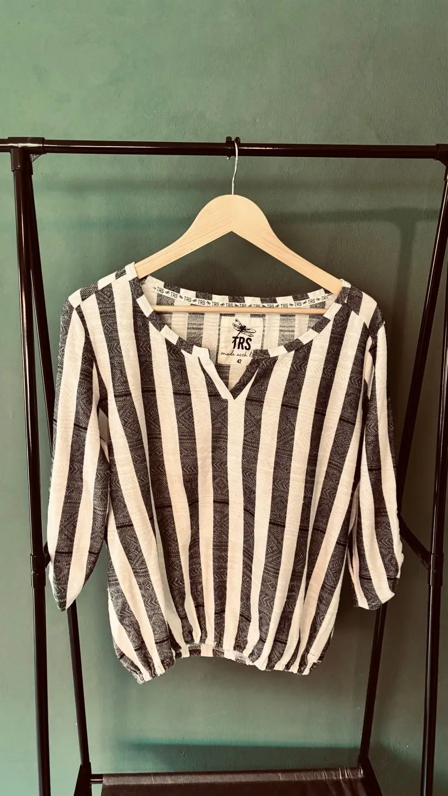 Truworths Black and White Striped Blouse Size 42