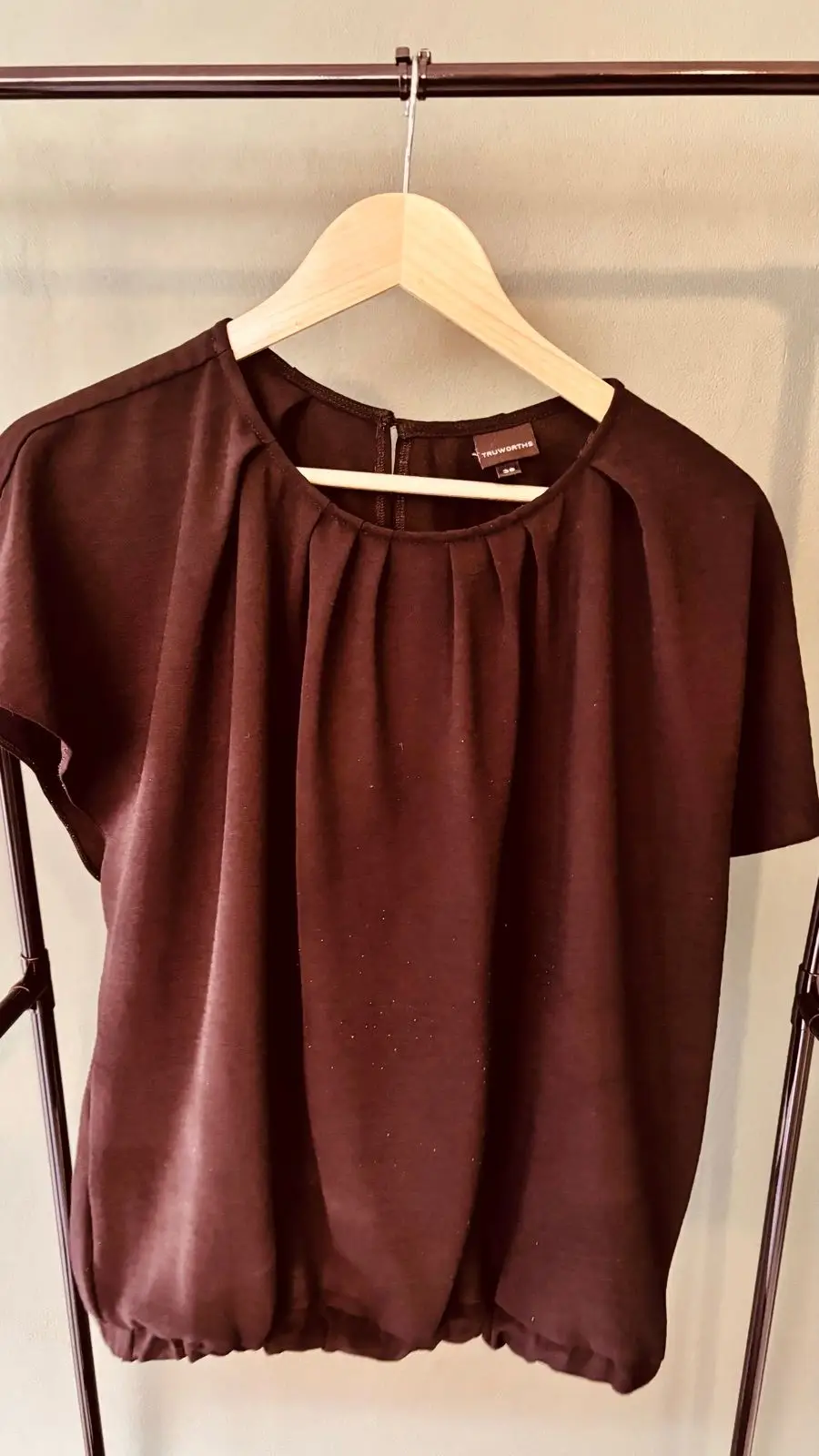 Truworths Brown Pleated Short Sleeve Top