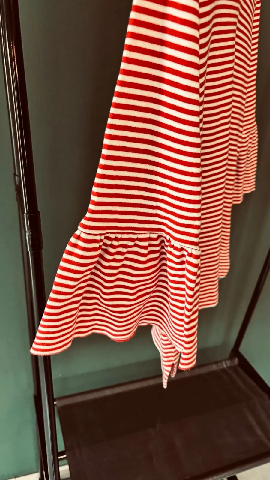 Old Khaki Red and White Striped Long Sleeve Top
