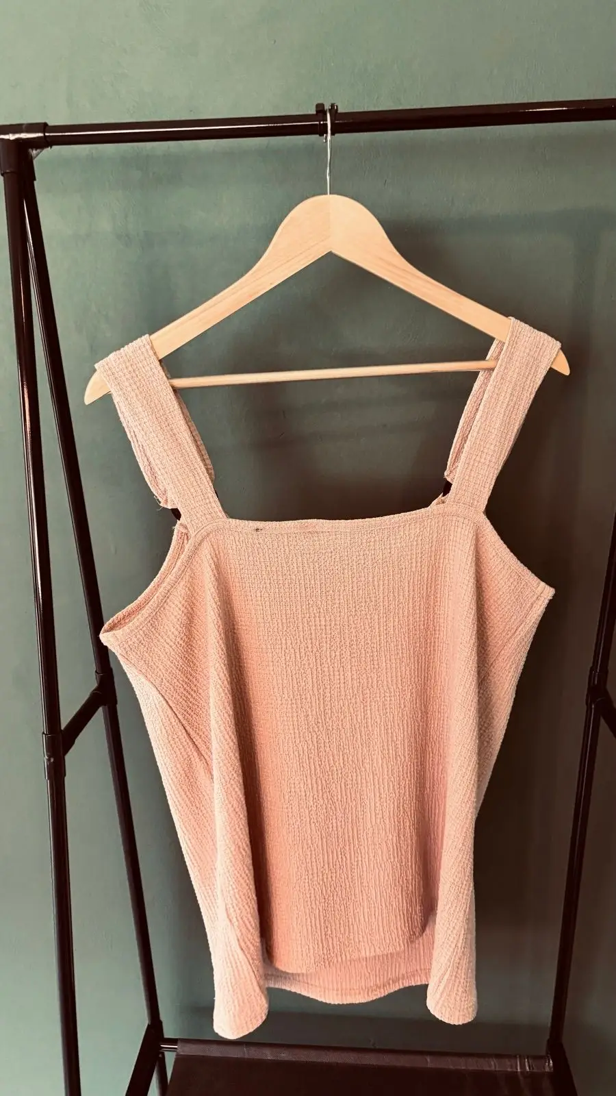 Beige Textured Top with Ring Detail Strap