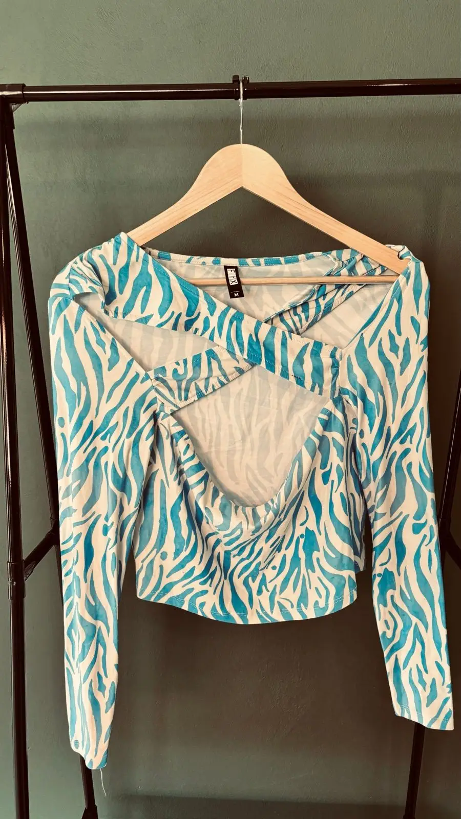 The Fix Blue Animal Print Long Sleeve Top