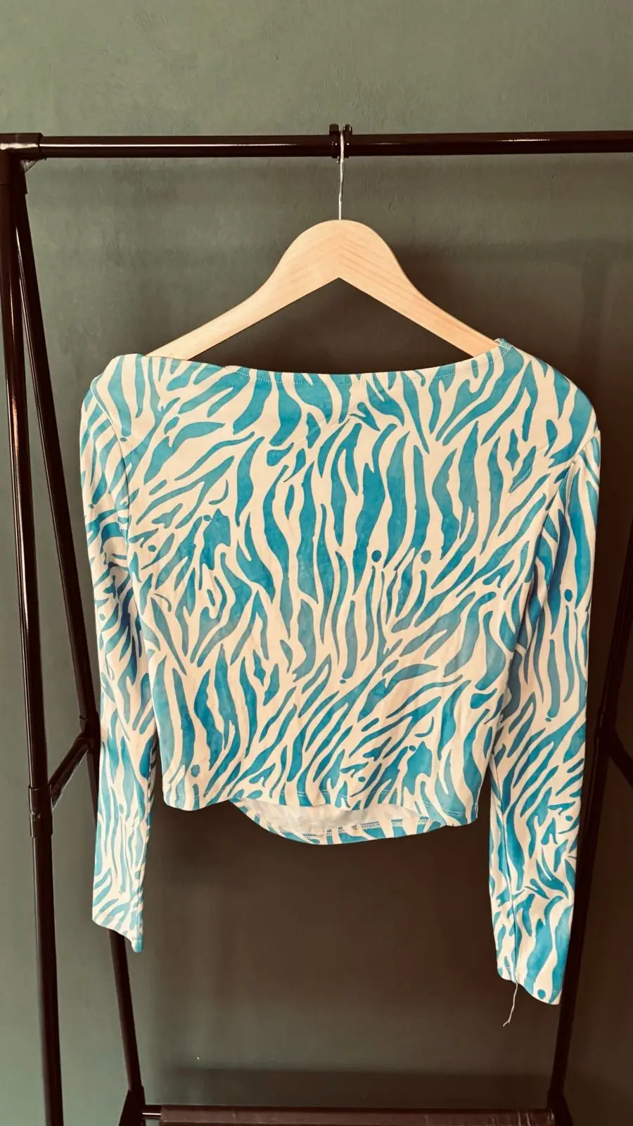The Fix Blue Animal Print Long Sleeve Top
