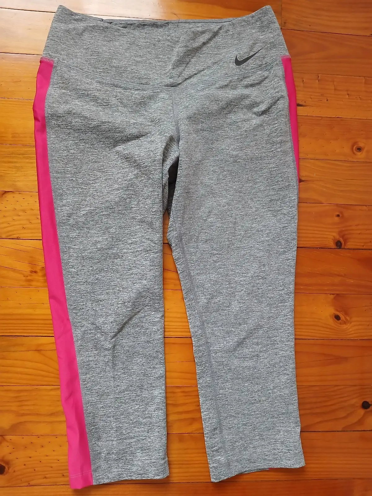 Nike Grey Activewear Leggings with Pink Side Stripe