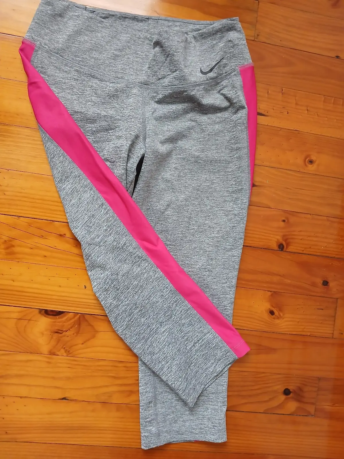 Nike Grey Activewear Leggings with Pink Side Stripe