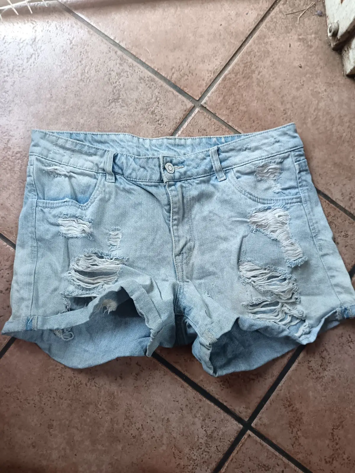 Light Wash Distressed Denim Shorts