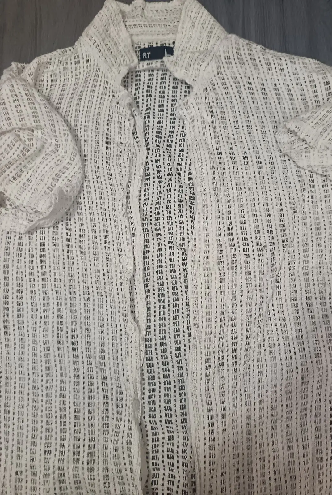Mr Price White Open-Knit Button-Up Shirt