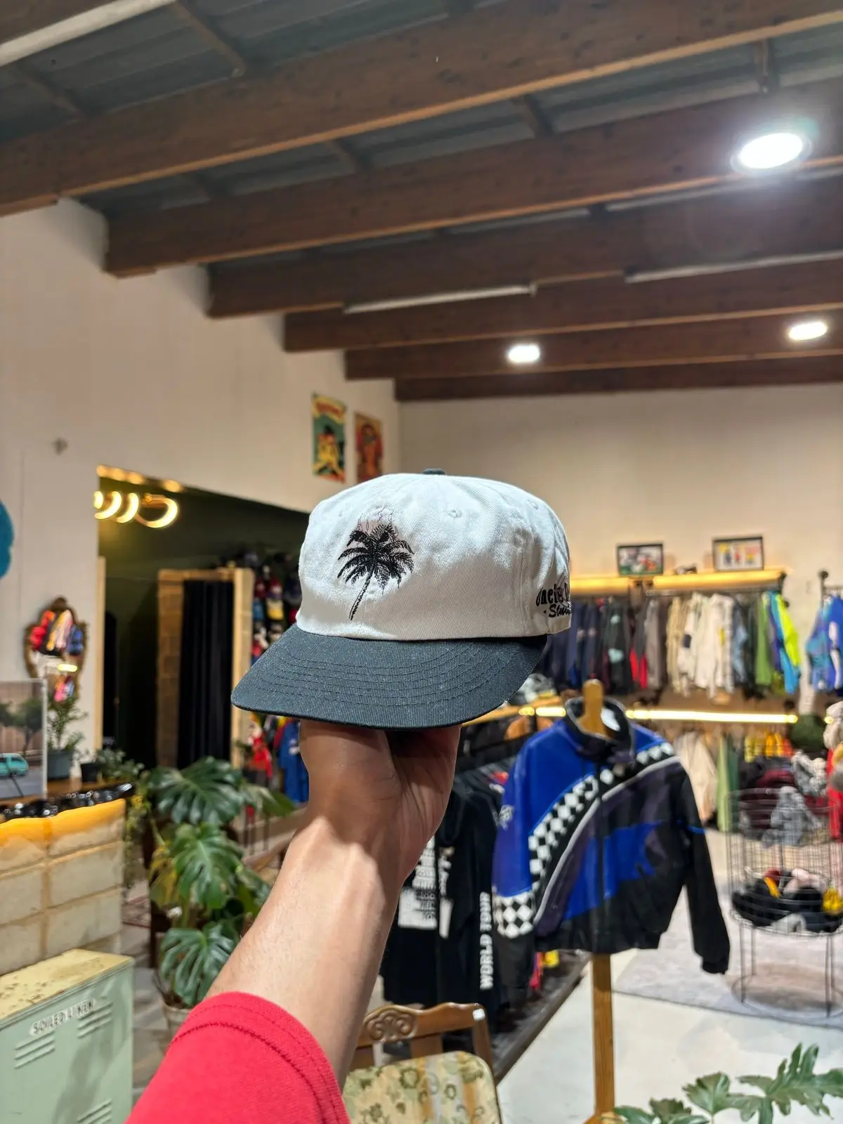 White and Black Palm Tree Cap