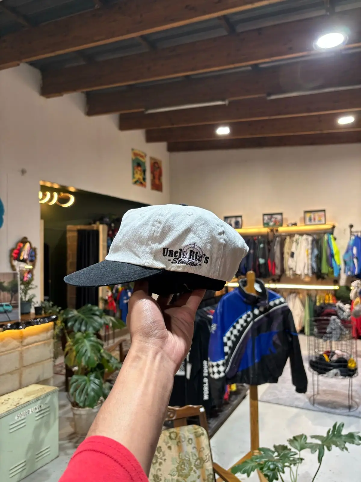White and Black Palm Tree Cap