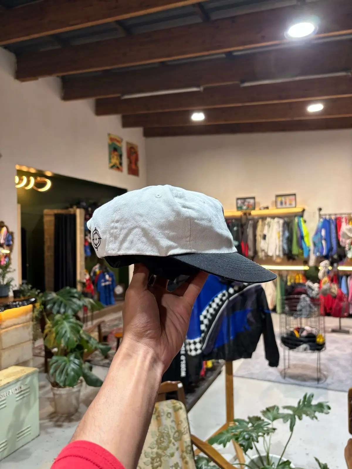 White and Black Palm Tree Cap