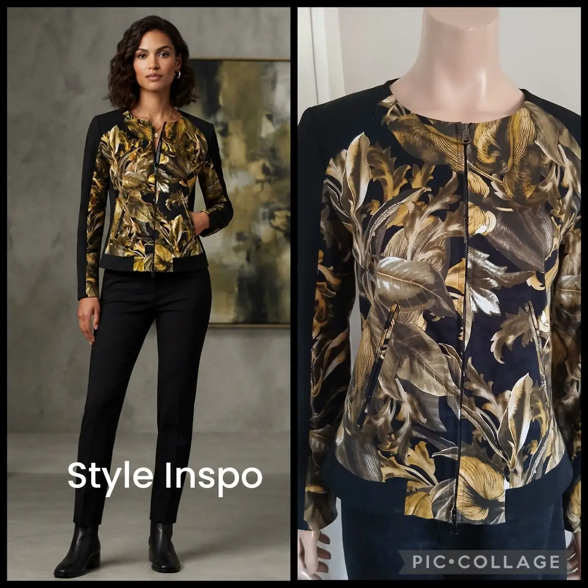 Floral Print Zip-Up Jacket