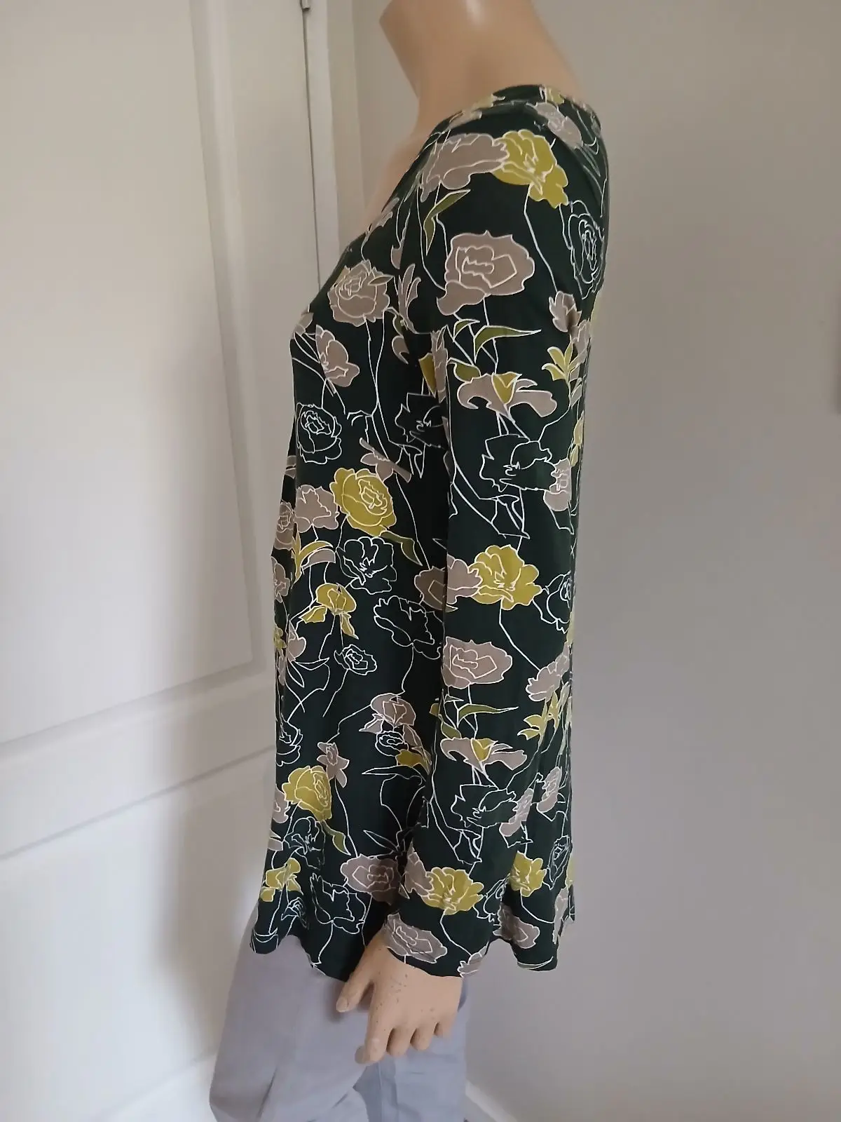 Floral Print Long Sleeve Square Neck Top