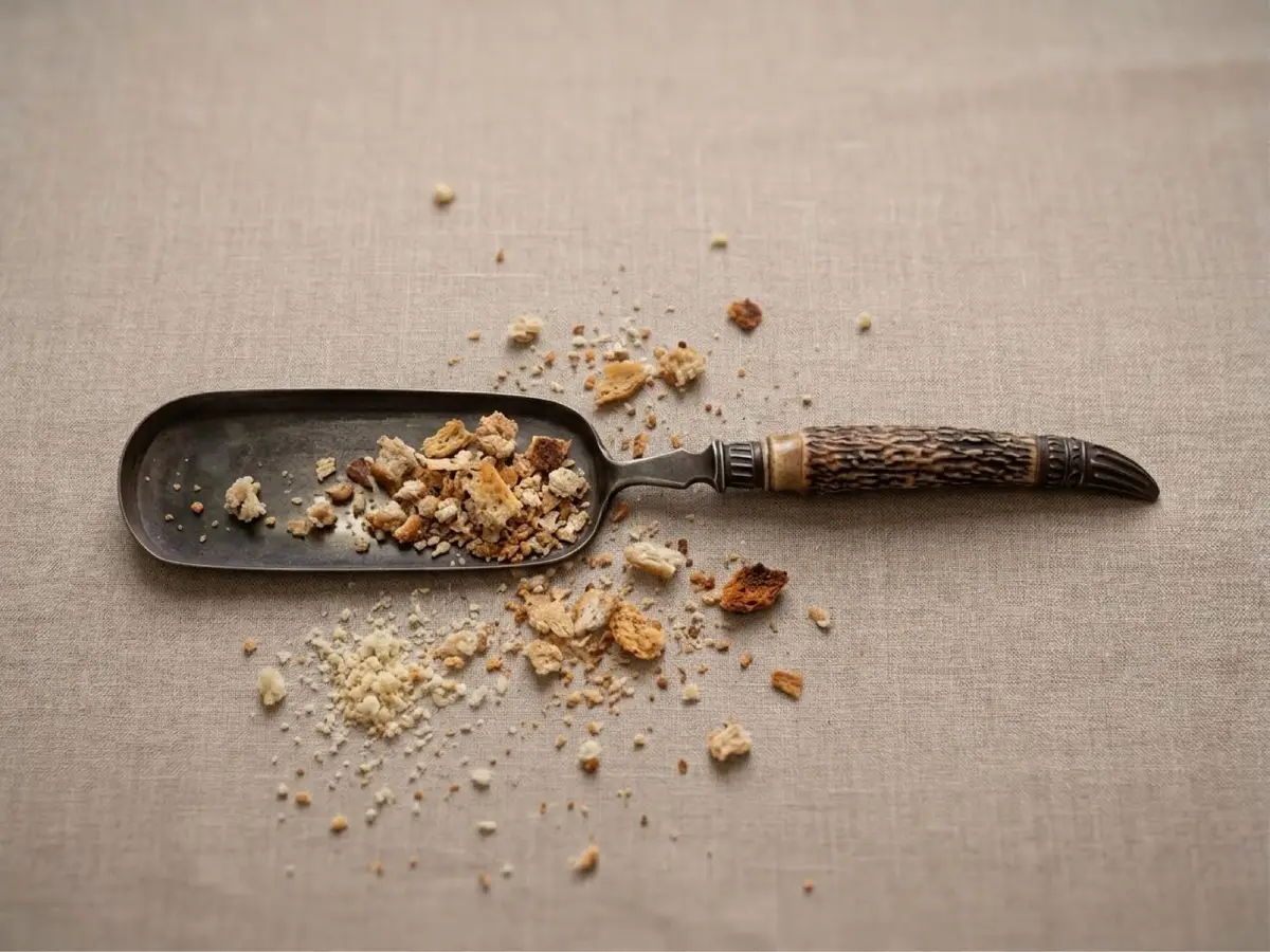 Antique Crumb Scoop with Horn Handle
