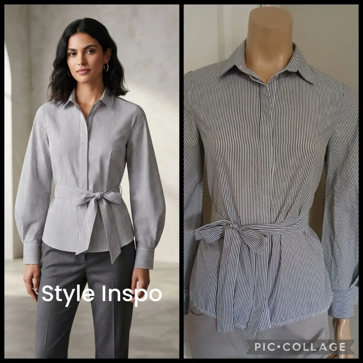 Topshop Striped Tie-Front Long Sleeve Shirt