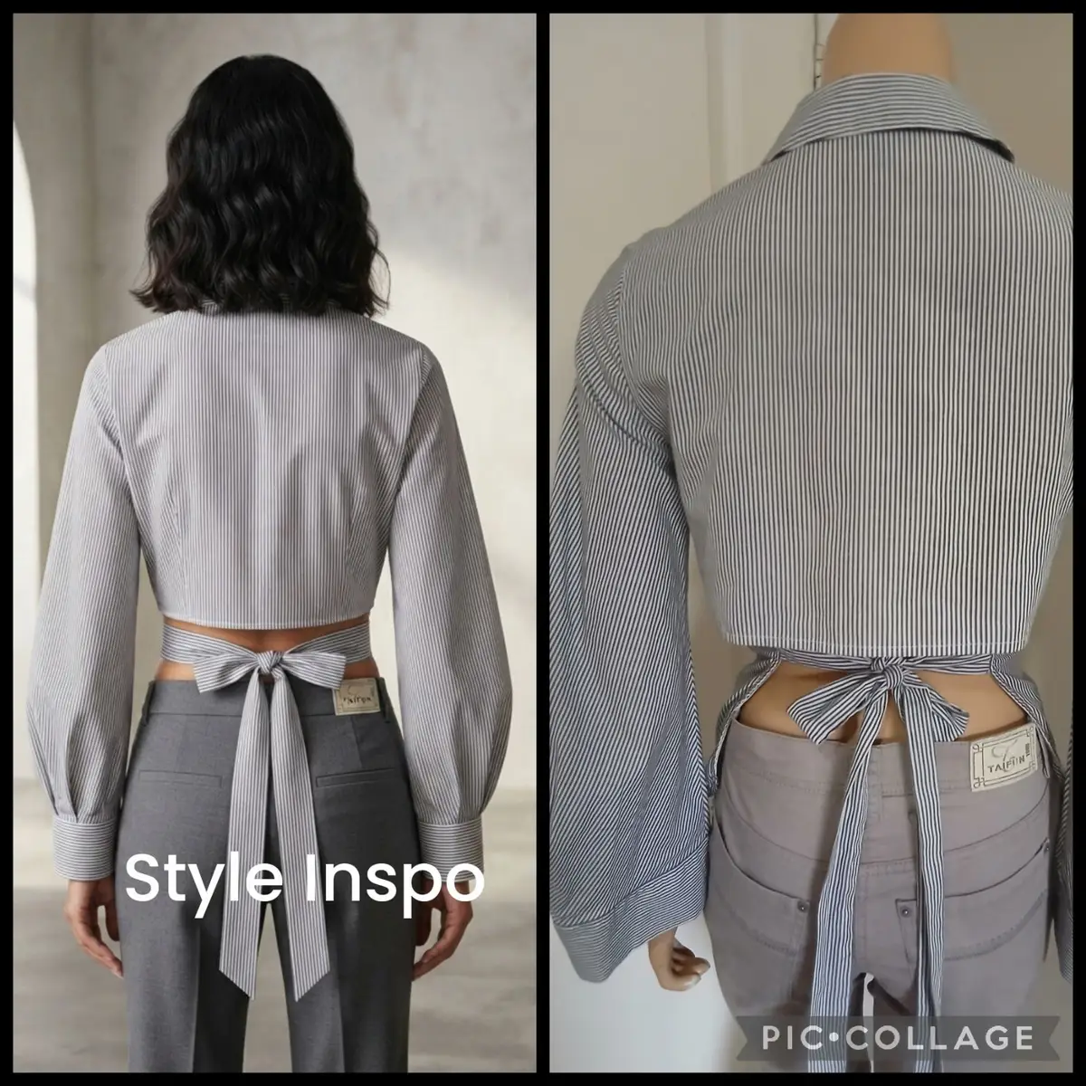 Topshop Striped Tie-Front Long Sleeve Shirt