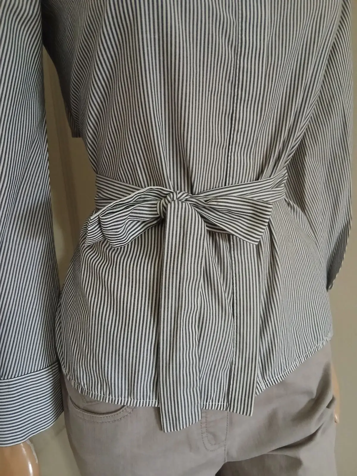 Topshop Striped Tie-Front Long Sleeve Shirt