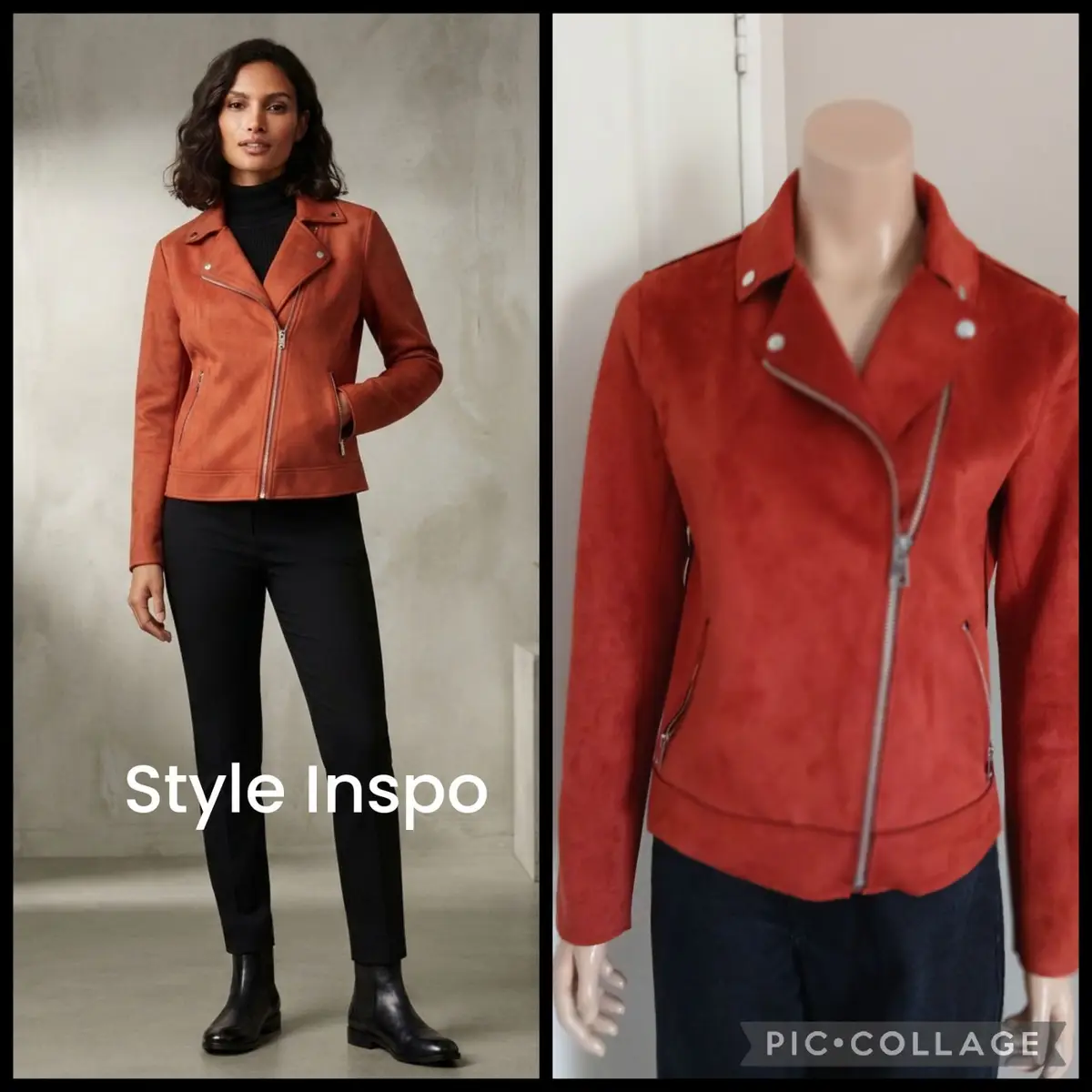 Woolworths Rust Orange Suede Biker Jacket Size 10