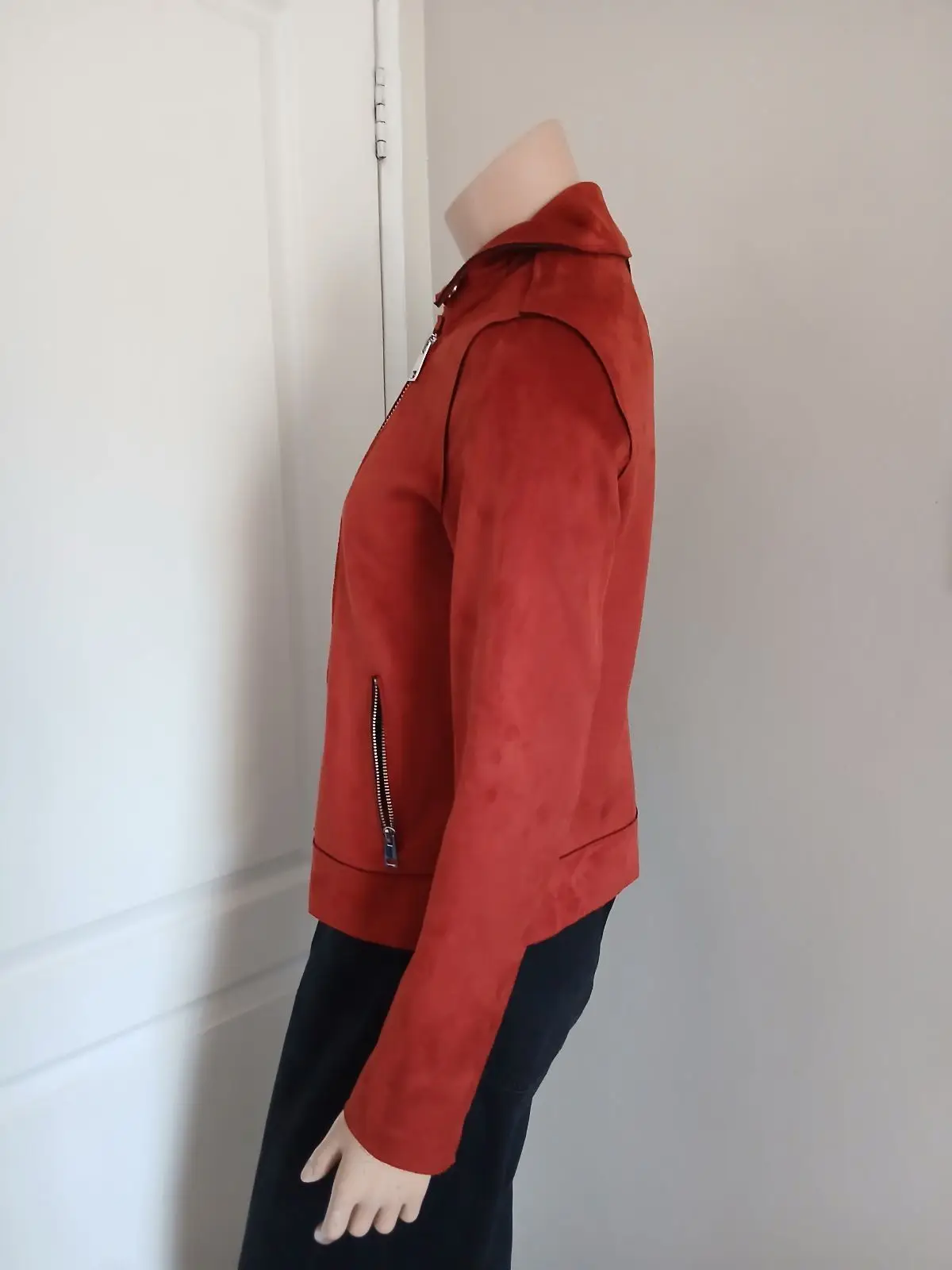 Woolworths Rust Orange Suede Biker Jacket Size 10