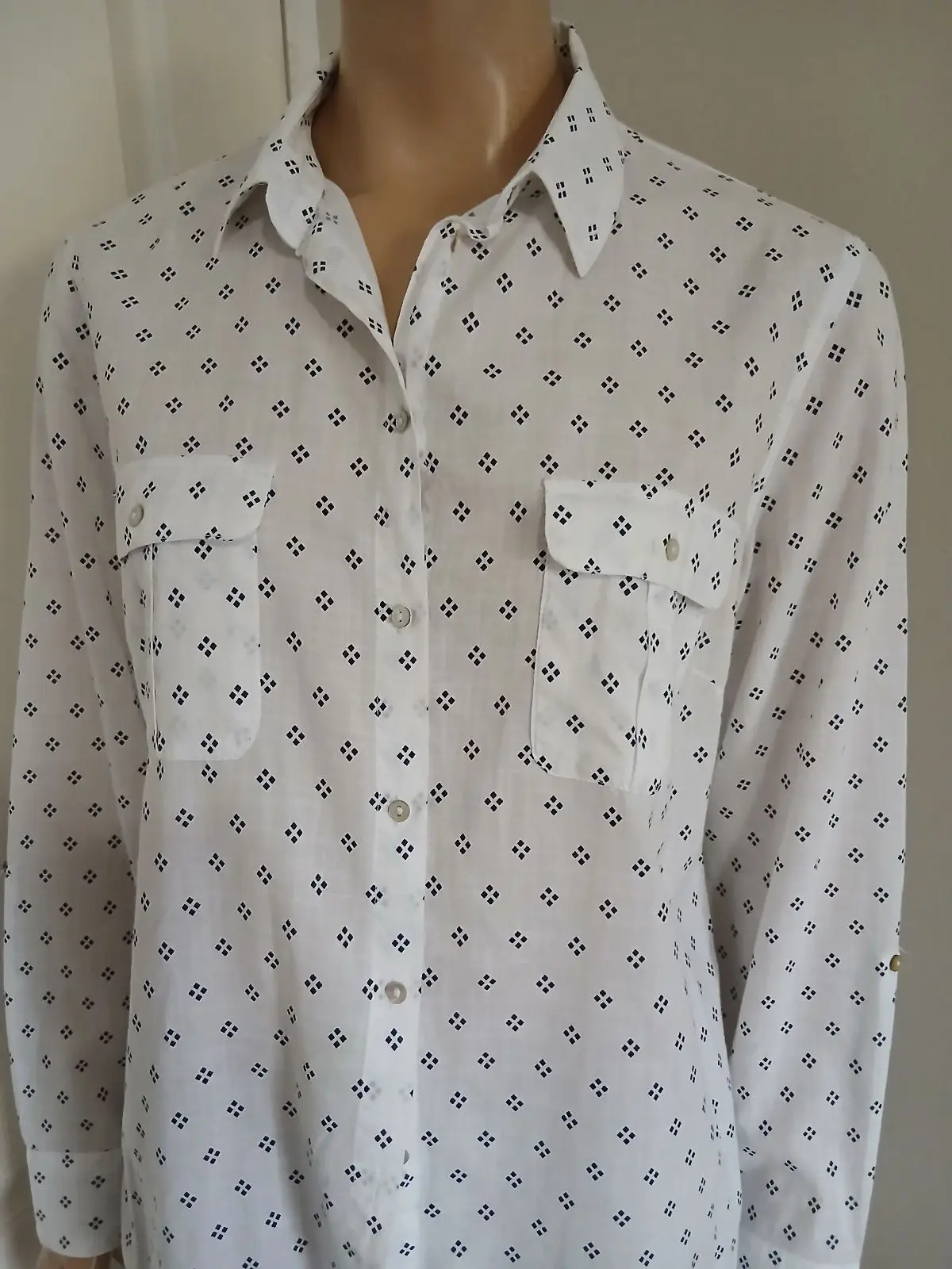 Woolworths White Printed Button-Up Shirt