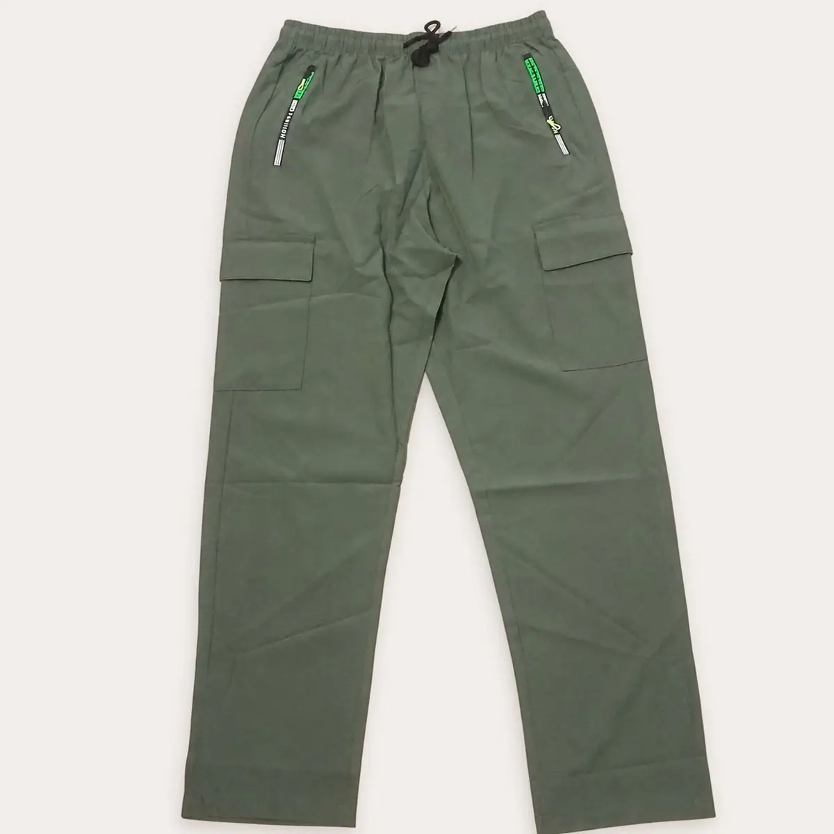 Green Athletic Shorts with Zipper Pockets